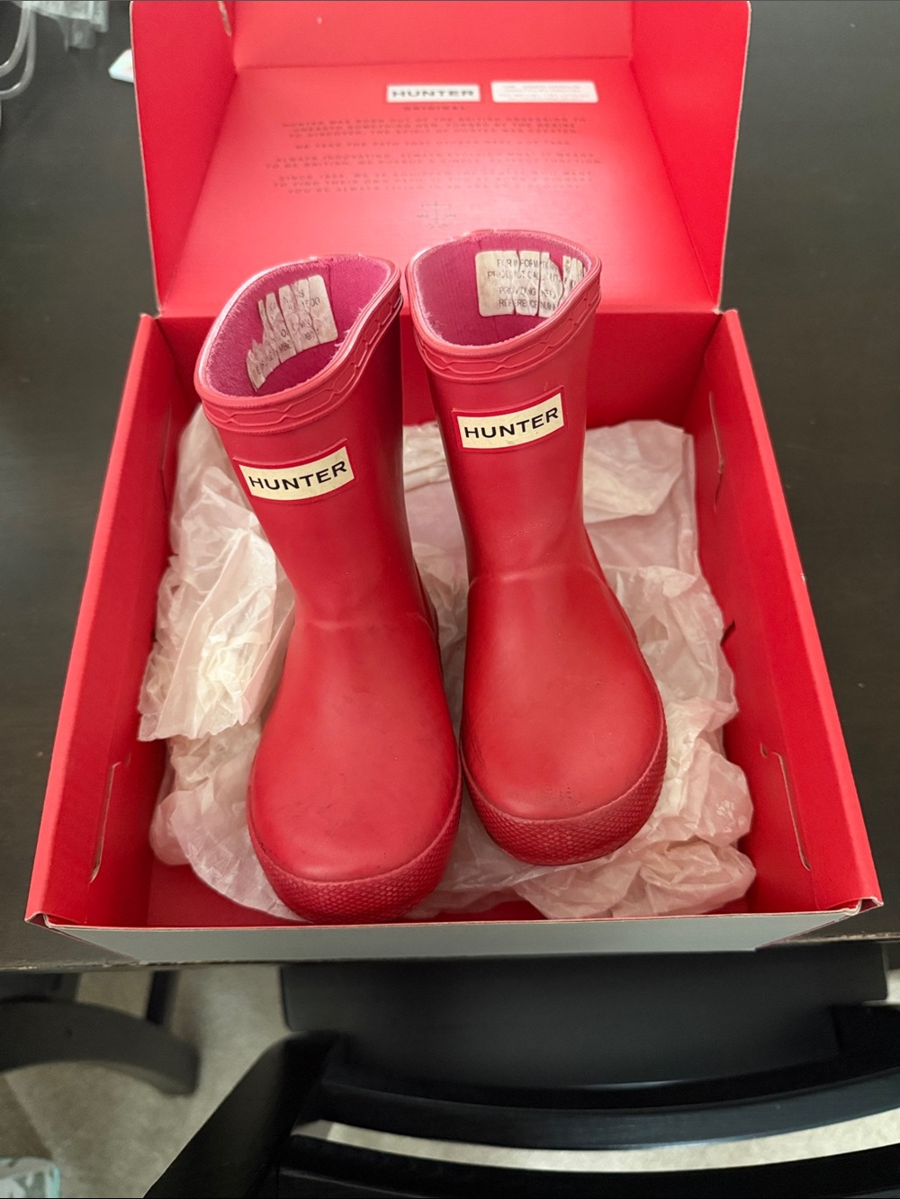 Hunter Kids Bright Red Waterproof Rain Boots